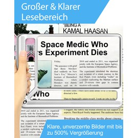 Tobegiga 5 x Reading Magnifier, Hand Magnifier, Lightweight Magnifying Glass for Books, Rectangular Magnifying Glass for Reading for Seniors, Large, Newspapers, Improved Handheld Magnifying Glass,