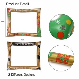 Christmas Photo Props Inflatable Frame Selfie Family Reunions Photo Booth Props Supplies for Christmas Party Family Activities Entertaining New Year Props