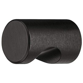 GedoTec Lina Black Furniture Handle Matt Anodised Aluminium Furniture Knob Vintage Cupboard Knob with Recessed Grip Diameter 20 mm Round Knob with Threaded Screws for Dressers Pack of 1