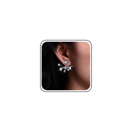 Atentuyi Lotus Crystal Ear Jacket Earrings Silver Cluster Marquise Cz Stud Earrings Cz Leaf Ear Climber Curved Rhinestone Ear Crawlers Earrings Jewelry for Women and Girls