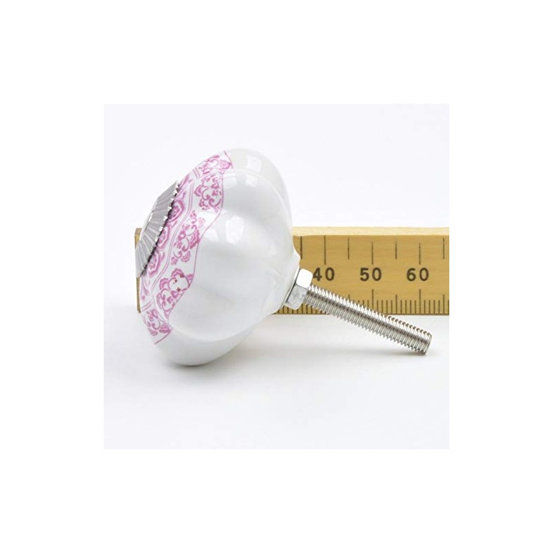 Pink Detailed Floral Pattern Ceramic Knob, Pull, Handle, for Cupboards,