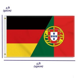 Large 90 x 150 cm Germany Portugal Flag, Large 150D German Portugal Friendship Banner, Durable Germany Flag Doube Side Print Decor Brass Eyelets Large Portugal