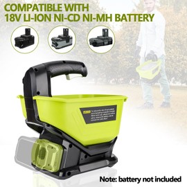 WaxPar Cordless Grass Seed Spreader Compatible with Ryobi 18V Lithium NiCd NiMh Battery,Fertilizer Spreader Available Year-Round Handheld Spreader for Seed, Fertilizer, Salt, Ice Melt (Tool only)
