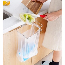 Garbage Bag Holder Stainless Steel Plastic Bag Hanger Trash Can Fixing Rack 2 Pack (#1)