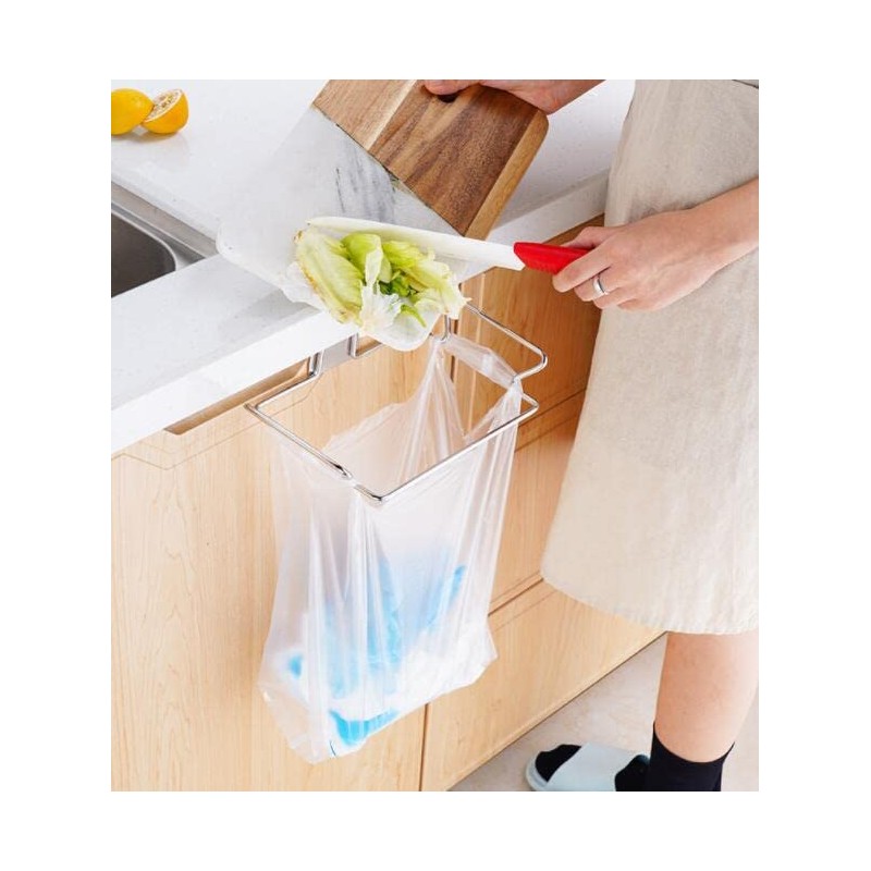 Garbage Bag Holder Stainless Steel Plastic Bag Hanger Trash Can