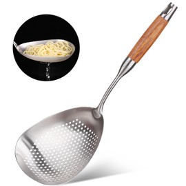 Pasta Food Strainer Spoon,Kitchen Cooking Skimmer Ladle,Large Stainless Steel Slotted Spoon,Spider Strainer Colander Spoon for Cooking,Draining and Frying,15 Inch