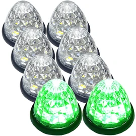 gearl parts Truck Marker Lamp LED Side Marker 16LED 24V Universal 8-piece Set Blue/Yellow/Red/White/Green Each Color Available (Clear Lens Green)