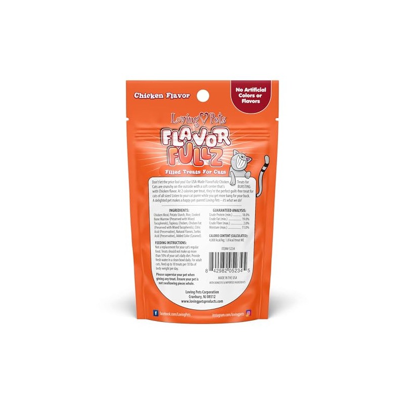 Loving Pets Flavorfullz Filled Treats for Cats, Chicken 3 oz.
