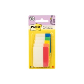 Post-it Sticky Tabs, 2 in. x 1.5 in., 5 Pads of Book Tabs in Assorted Colors for Bookmarking, Annotating, Reading, and Reminders, Yellow, Red, Green, Blue, and Orange Colors (30 Total Count)