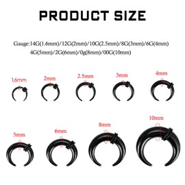 Longbeauty 18Pcs Acrylic Septum Pincher Tapers C Shape Buffalo Ear Taper Kit Stretching Expander Rings for Nose Ear Gauges Size 14G 12G 10G 8G 6G 4G 2G 0G 00G, Acrylic, cubic-zirconia