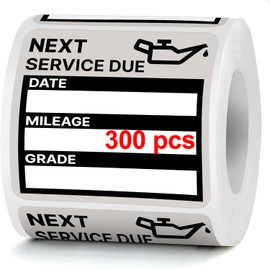 GUEER for Oil Change Stickers 300 Pcs 2x 2 Service Black Stickers, Next Service Due Reminder Sticker Labels, Easy to Write on, Easy to Peel with No Residue