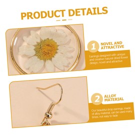 Healeved 1Pair Pressed Flower Earrings Unique Dried Flower Jewelry for Women Sunflower Design Present for Special Occasions Comfortable Stylish Ear Dangles