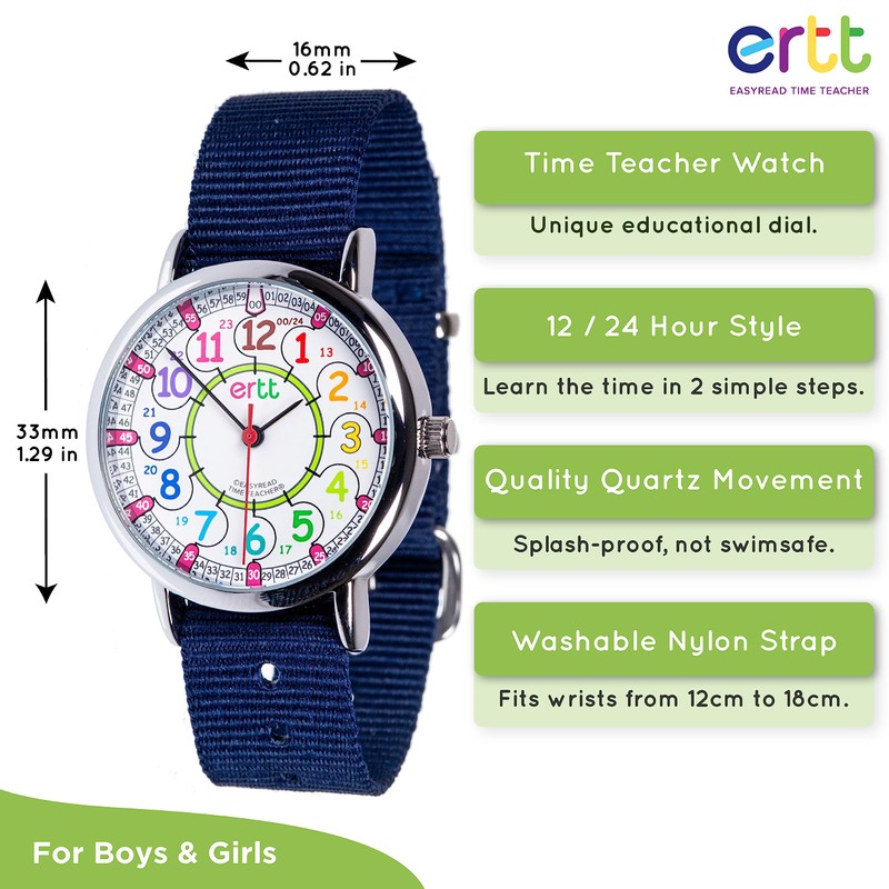 EasyRead time teacher ERW-COL-24-NB Learn the Time Boys Watch