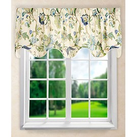 Ellis Curtain Brissac Lined Scallop Valance, 70 X 17-Inch, Blue