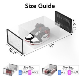 Foluck X-Large Shoe Storage Box, 15 Pack Clear Plastic Stackable Shoe Organizer for Closet, Interlocking Design Shoe Container Bins for Sneakers, Foldable Shoe Rack with Lids, Black