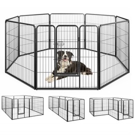 Giantex Dog Playpen Outdoor 32" H - 8 Panels Metal Pet Fence for Medium Dogs, 20.5ft Total Length, Heavy Duty Dog Pen Exercise Fence with Door, Portable Dog Fence Outdoor for Yard Garden RV Camping