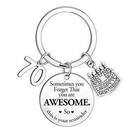 BESPMOSP Sometimes You Forget You're Awesome Birthday Keyring 70th Birthday Keychain for Women Men Inspirational Birthday Keychain for Mum Dad Grandfather Grandmother Sister Best Friend Coworker