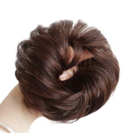Homeji bun hair volume partial wig hair elastic hair band, brown, 1 pc / 홈지 올림머리 볼륨 부분가발 머리고무줄 머리끈, 브라운, 1개