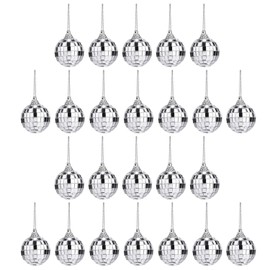 24pcs Silver Disco Mirror Balls for Ball Party Holiday Wedding and Music Festival Decorations, Christmas Tree, Birthday Party Decorations (1.2")