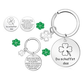 cailiya 2 pieces lucky charm exam, guardian angel keyring, lucky charm key ring, encouragement gifts for women, girlfriend, colleagues, silver