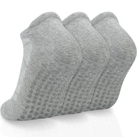 srclo 3 Pairs Non Slip Grip Yoga Socks For Women&Men, Anti-slip Pilates Socks Size 4-8 9-12,Fall Prevention Ankle Socks for Running, Ballet, Dance, Hospital,Home Workout,Yoga,Fitness