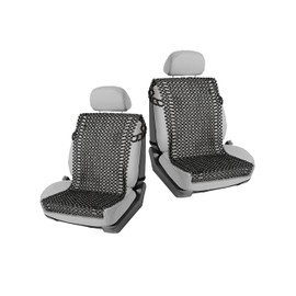 VaygWay Beaded Seat Cushion 2 Pk Car Driver Seat Cover with Durable & Double Strung Natural Wood Beads- Cooling Comfort Ventilated Massaging Support Cushion for Cars, Trucks & Office Chairs- Black
