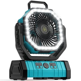VOSFEEL Camping Fan - 20000mAh Battery Powered Fan Rechargeable with LED Lantern - Portable Outdoor Tent Fans with Hanging Hook 4 Speeds Wind Remote Control