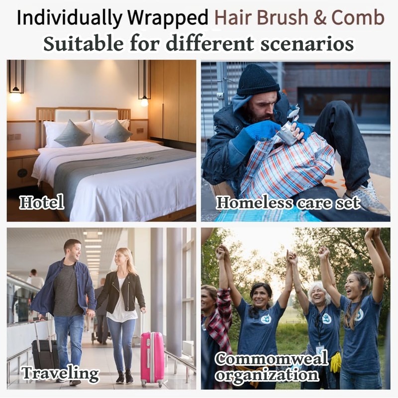 FufuHalo 100 Pack Hair Brush and Comb Set,Individually Wrapped