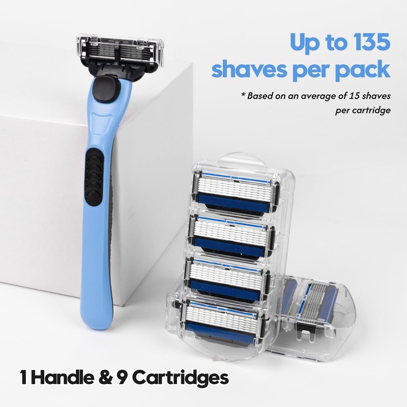 Phafaloop 6-Blade Men's Razor with Dual Lubrication, Shaving Kit for