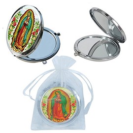 Our Lady of Guadalupe Compact Mirror (12 Pcs Pack) - Baptism Favor Christening Favor First Communion Favor Gift for Guest with Organza Gift Bags