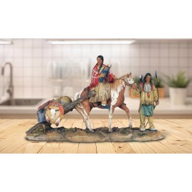 8.5"W Indian Family Statue Native American Decoration Figurine Room Decor