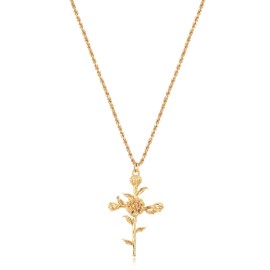 Fettero Women's Necklace, 14k Gold, Birthday Flower, Hypoallergenic, Simple, Pendant, Chain Necklace, Accessory, Popular, Gift