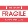 2" x 3" This Side UP Fragile Stickers Handle with Care (50 Stickers (Sheet))