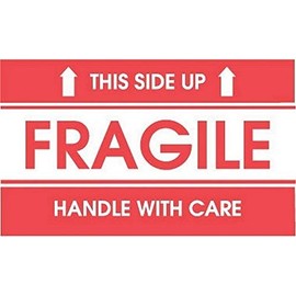 2" x 3" This Side UP Fragile Stickers Handle with Care (50 Stickers (Sheet))