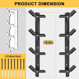 SKYJDM 4-Roll Vinyl Roller Holder with Brackets, No Extra Rod Roll Required, Metal Wall-Mounted Storage Rack for Car Vinyl, Wallpaper, Window Film, Wall Mount Garage Organizer, Rollers Not Included