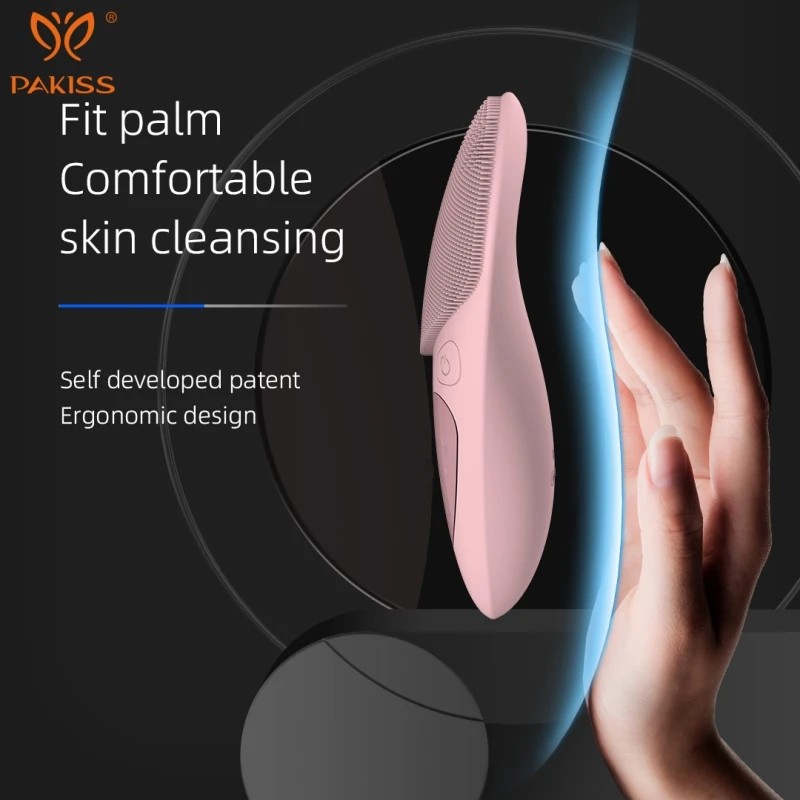 PAKISS Handheld Silicone Face Scrubber Gentle Waterproof ABS Facial Cleansing