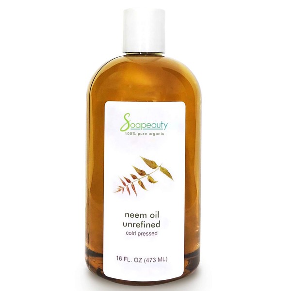 NEEM OIL Organic Cold Pressed Unrefined | 100% Pure Natural Neem Oil for Skin & Hair | Moisturizer for Skin, Promotes Hair Growth, Soap Making, Lotions | Sizes 4OZ to 1 GALLON | (16 OZ)
