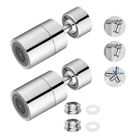FTXanty 2 Pieces Tap Attachment Tap Aerator 360° Rotatable Tap Water Saver Chrome M22 - M24 Brass Tap Aerator with 2-Flow Dual Function for Kitchen Bathroom