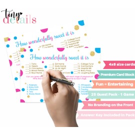 Gender Reveal Candy Guessing Game Baby Shower Guess Stages of Pregnancy and Parenthood Funny Activity Cards for Guests, Boy or Girl Team Pink Blue, 25 Pack