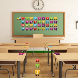 D4DREAM Number Stickers for Classroom - 48Pcs 4.5'' Line up Spots for Classroom Floor Self Adhesive Train Number Spot Markers Sticker for Back to School Kindergarten Elementary Teacher Must Haves