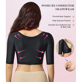 BRABIC Women’s Shapewear Tops Post Surgery Compression Sleeve for Arm Shaper(Black, Large)