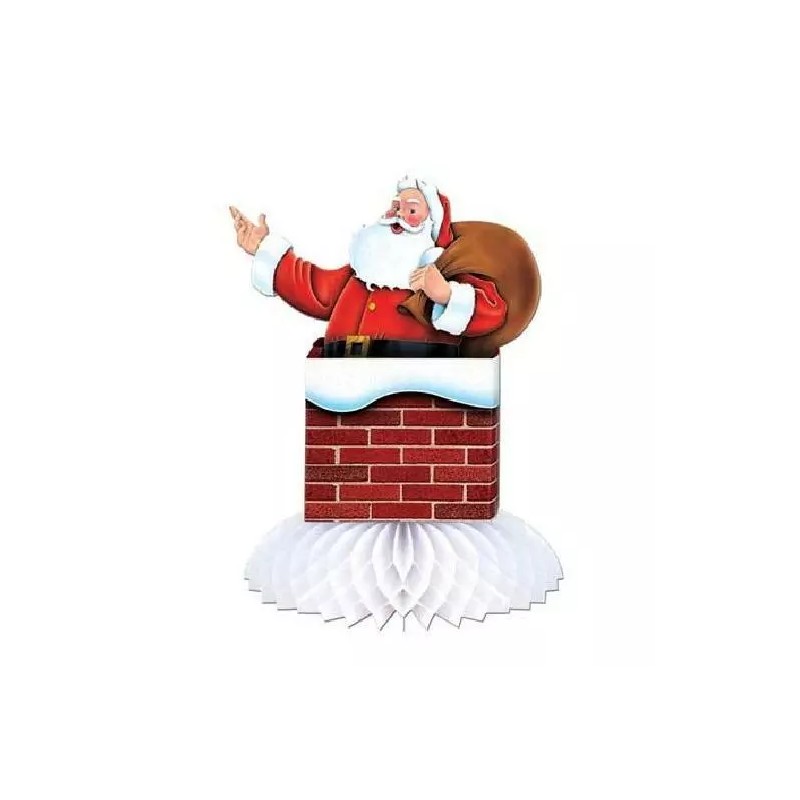 Beistle Santa in Chimney Centerpiece #22842, Christmas Centerpiece
