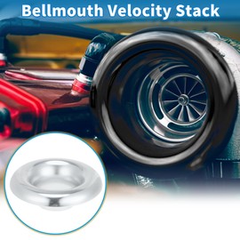 A ABSOPRO Velocity Stack Bellmouth Durable 2.87" ID 6.50" OD Turbo Engine Air Intake Aluminum Alloy Silver Tone