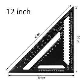 Beslands Rafter Square Metric 12 inch & 7 inch Set Square, Aluminum Carpenters Roofing Square, Woodwork Tool, Triangle Ruler