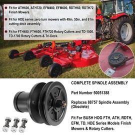 Complete Spindle Assembly 50051388 Assemble Replacement Parts Kit & Pull Sheave 50074053 With All Hardware Fit For Bush Hog RDTH, FTH, ATH, EFM, TD-1500, TD-1700 Models Finish Mowers & Rotary Cutters