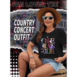 EVELUST Womens Plus Size Country Concert Shirt - Music Festival Graphic Tee World Tour Outfits Fan Lover Letter Print Top(Black,3XL,1146Pe)