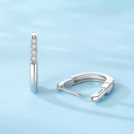 Cycuff 925 Sterling Silver Hoop Earrings Colorful Cubic Zirconia Jewelry Earrings for Women Set Earring Gifts for Her (Simple Earrings)