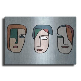 Luxe Metal Art 'FACES LINE ART 2' by Irena Orlov, Metal Wall Art, 16" x 12"