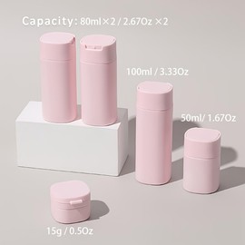 FANPOI 5pcs Travel Cream Dispenser Bottles Set Travel Bottles Toiletry Containers Set, TSA Approved, Travel Essentials (Pink)