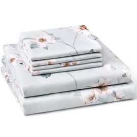 BYSURE Queen Sheet Set 6 Pieces (Grey Plum Flower), Cottage Core Botanical Patterned Sheets, Victorian Floral Microfiber Bedding Decor